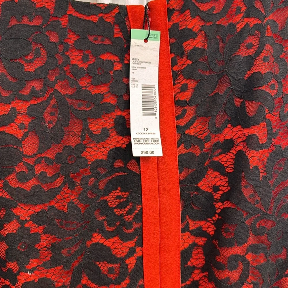 Brand New Size 12 Red Dress with Black Lace Designs - Picture 3 of 5